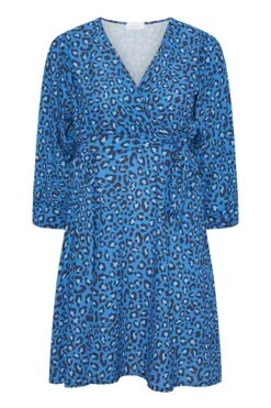 YOURS LONDON Curve Blue Leopard Print Wrap Dress -Luna Looks Zone 904500d1 0b23 49 161731 X