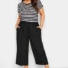 YOURS Curve Black Linen Look Culottes