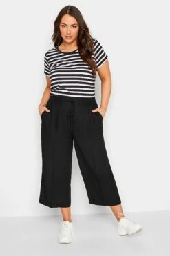 YOURS Curve Black Linen Look Culottes
