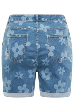 YOURS Curve Blue Floral Print Stretch Denim Shorts -Luna Looks Zone 90fad8ce 92a7 47 144727 Y