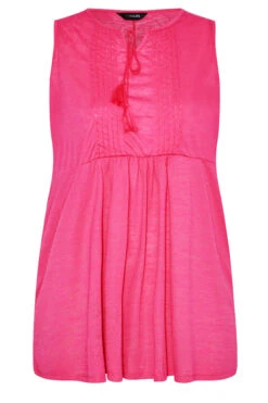 YOURS Curve Pink Burnout Tie Neck Vest Top -Luna Looks Zone 922ec02f 2268 47 300870 X
