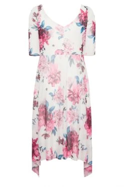 YOURS LONDON Curve White Floral Cowl Neck Mesh Dress -Luna Looks Zone 9246f588 f2a6 45 162123 Y