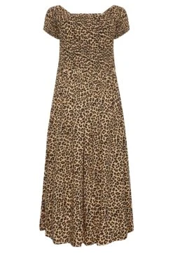 YOURS Curve Brown Leopard Print Shirred Maxi Dress -Luna Looks Zone 92e3b0db c25b 4a 137345 Y