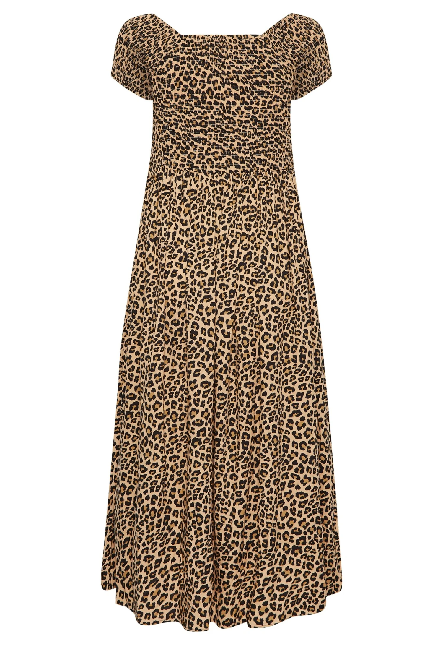 YOURS Curve Brown Leopard Print Shirred Maxi Dress 6 YOURS Curve Brown Leopard Print Shirred Maxi Dress - Image 6