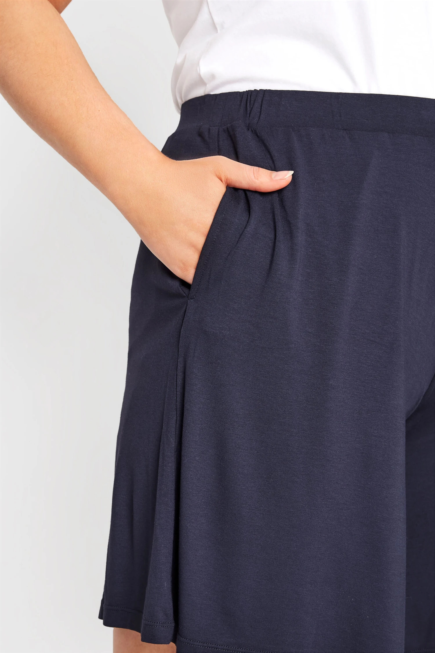 Curve Navy Blue Jersey Pull On Shorts 2 Curve Navy Blue Jersey Pull On Shorts - Image 2