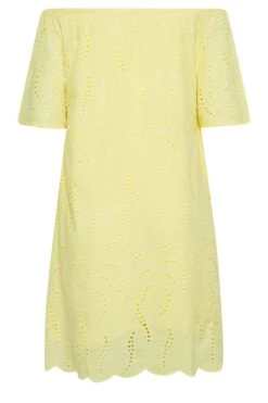 YOURS Curve Yellow Broderie Anglaise Bardot Dress -Luna Looks Zone 9312d2ad a963 4c 137514 Y
