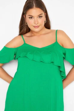 YOURS Curve Apple Green Frill Cold Shoulder Top -Luna Looks Zone 93aa510c ec04 4c 320167 D