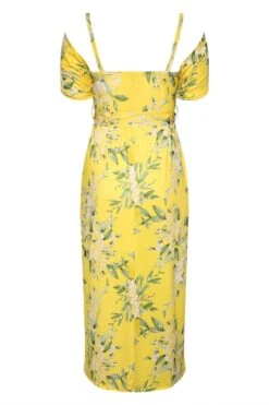 YOURS LONDON Curve Yellow Floral Cold Shoulder Maxi Dress -Luna Looks Zone 946799ec 0005 40 161530 Y