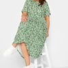 YOURS Curve Green Floral Smock Dress