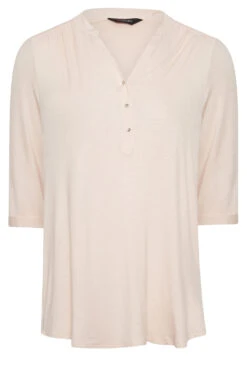 YOURS Curve Light Pink Half Placket Blouse -Luna Looks Zone 951c2735 a7c7 45 174293 X