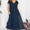 YOURS LONDON Curve Navy Blue Lace Detail Wrap Maxi Dress