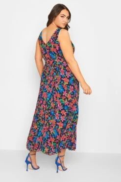 YOURS LONDON Curve Blue Floral Pleated Maxi Dress -Luna Looks Zone 954e8d17 a725 42 162021 D