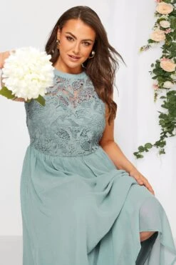 YOURS LONDON Curve Ice Blue Lace Front Chiffon Maxi Dress -Luna Looks Zone 95b3e087 089b 4b 161506 D