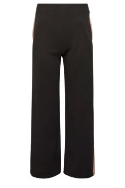YOURS PETITE Curve Black Side Stripe Wide Leg Trousers -Luna Looks Zone 9614414d 6a01 49 174492 X