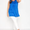 YOURS Curve Cobalt Blue Burnout Tie Neck Vest Top