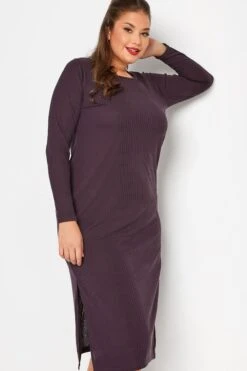 LIMITED COLLECTION Curve Purple Ribbed Dress -Luna Looks Zone 968e5365 760c 41 215185 D