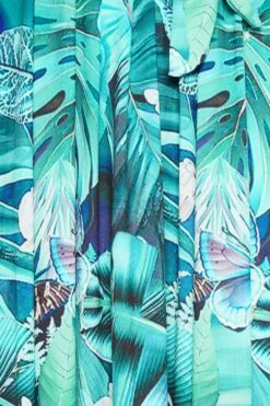 YOURS Curve Blue Leaf Print Wrap Neck Dress -Luna Looks Zone 96aa5f99 ab79 43 302294 z