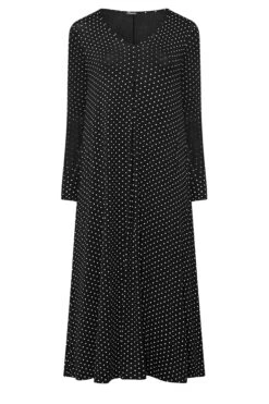 LIMITED COLLECTION Curve Black Polka Dot Pleat Front Dress -Luna Looks Zone 97045882 850b 4b 215234 X