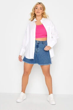 YOURS Curve Mid Blue Floaty Denim Shorts