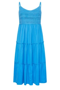 LIMITED COLLECTION Curve Blue Crochet Tiered Midaxi Dress -Luna Looks Zone 9777cca4 f173 42 215582 X