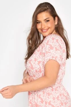 YOURS Curve Pink Floral Bardot Maxi Dress -Luna Looks Zone 97cc19c6 b8aa 44 137115 D