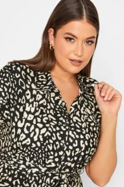 YOURS Curve Black Animal Print Split Hem Shirt Dress -Luna Looks Zone 97d7a9b1 c002 42 302075 D