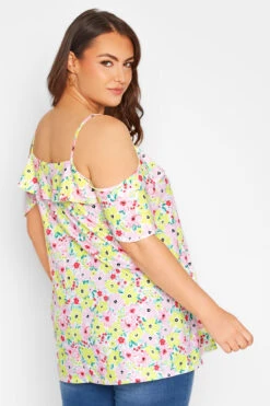 YOURS Curve Yellow Floral Frill Cold Shoulder Top 8 YOURS Curve Yellow Floral Frill Cold Shoulder Top -Luna Looks Zone 980fbe78 a007 48 320168 C