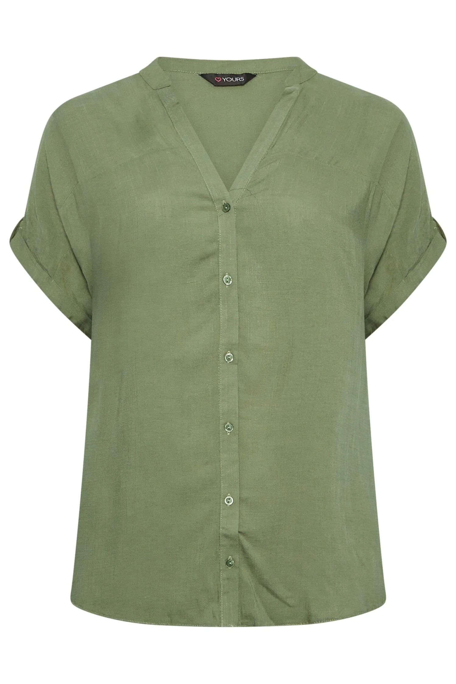 YOURS Curve Khaki Green Button Through Shirt 5 YOURS Curve Khaki Green Button Through Shirt - Image 5