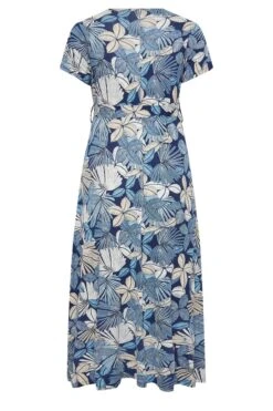 YOURS Curve Blue Leaf Print Wrap Dress -Luna Looks Zone 98582b8b dea1 46 301607 Y