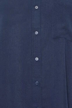 YOURS Curve Navy Blue Short Sleeve Crinkle Shirt -Luna Looks Zone 98d7970a 698d 4c 131894 Z