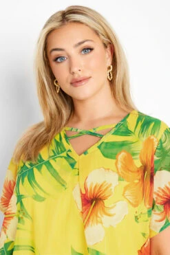 YOURS Curve Yellow Tropical Print Cross Front Top -Luna Looks Zone 98f7ec88 8501 4a 300792 D