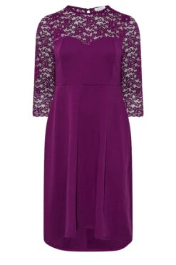 YOURS LONDON Curve Purple Lace Sweetheart Midi Dress -Luna Looks Zone 99cfd72e 2529 4f 161544 X