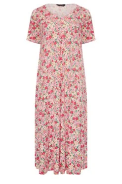 YOURS Curve Pink Floral Pleat Front Maxi Dress -Luna Looks Zone 9a16d89c 369d 43 137278 X