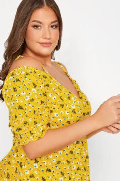 YOURS Curve Yellow Floral Cold Shoulder Top 8 YOURS Curve Yellow Floral Cold Shoulder Top -Luna Looks Zone 9b796d2e befe 45 173971 D