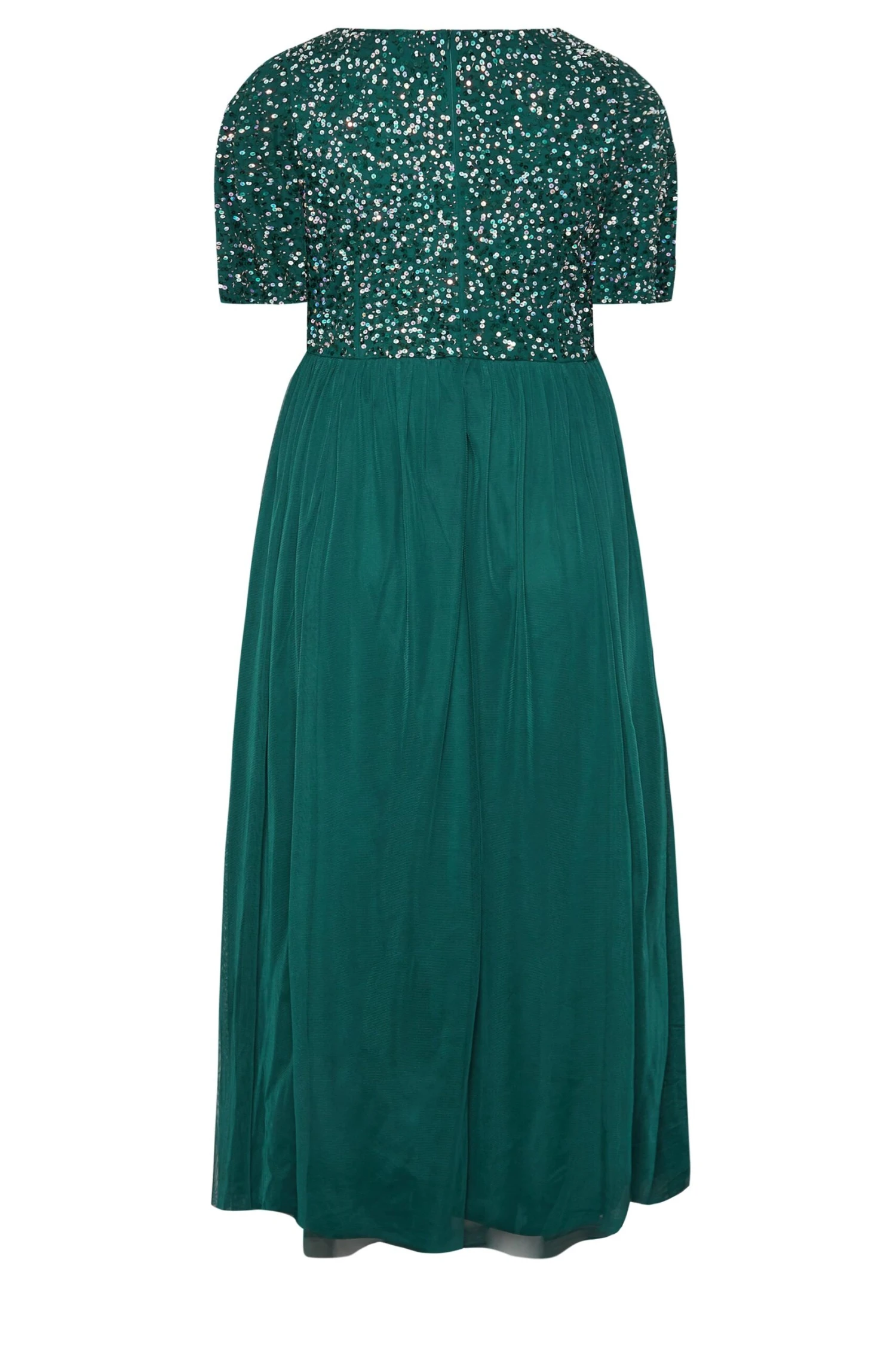 LUXE Curve Forest Green Sequin Hand Embellished Maxi Dress 6 LUXE Curve Forest Green Sequin Hand Embellished Maxi Dress - Image 6