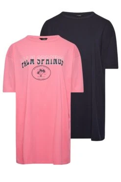 YOURS 2 PACK Curve Pink & Navy Blue Oversized Slogan Tunic Tops 15 YOURS 2 PACK Curve Pink & Navy Blue Oversized Slogan Tunic Tops -Luna Looks Zone 9ca229e5 bc95 49 320772 XS
