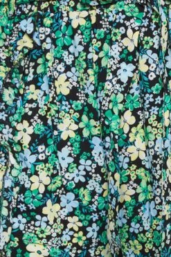 YOURS Curve Green Floral Print Frill Wide Leg Trousers -Luna Looks Zone 9cd632fe 6dc4 44 143369 Z