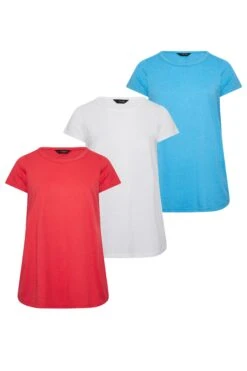 YOURS Curve 3 PACK Red & White Essential T-Shirts -Luna Looks Zone 9d36579d 04a2 4d 320713 XSR