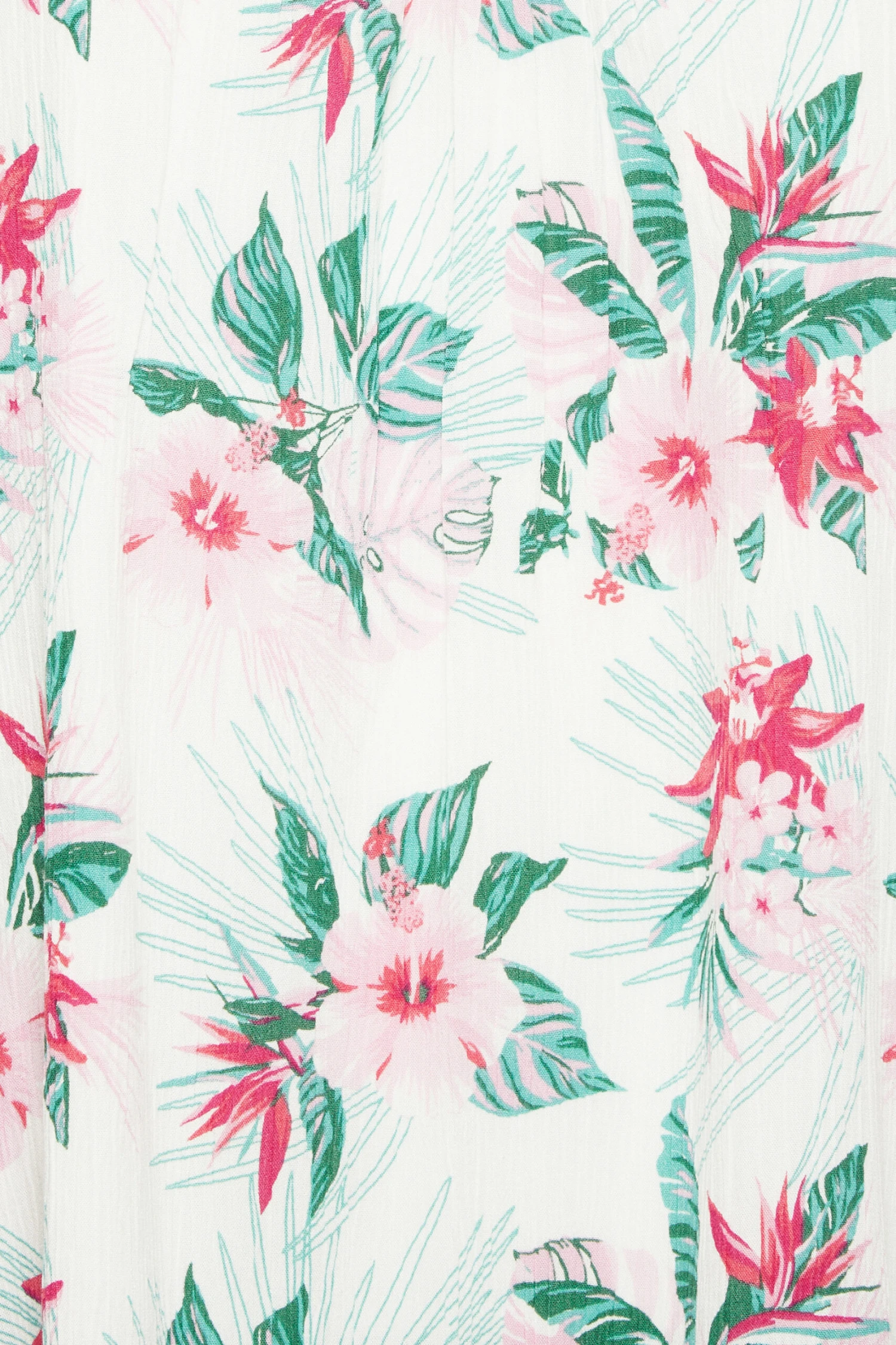 YOURS Curve White Tropical Print Crinkle Crochet Back Vest Top 3 YOURS Curve White Tropical Print Crinkle Crochet Back Vest Top - Image 3