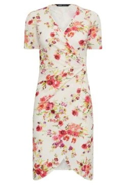 YOURS PETITE Curve White Floral Wrap Midi Dress -Luna Looks Zone 9dc2e931 8584 4d 174482 X