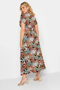 YOURS Curve Black & Orange Leaf Print Maxi Dress -Luna Looks Zone a001b624 9de8 4c 302065 C