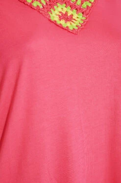 YOURS Curve Pink Crochet Neckline Cold Shoulder Tunic Top -Luna Looks Zone a0392f59 add5 44 300932 Z