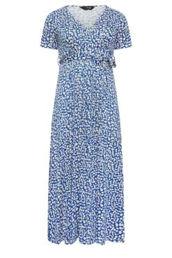 YOURS Curve Blue Ditsy Floral Wrap Dress 10 YOURS Curve Blue Ditsy Floral Wrap Dress -Luna Looks Zone a03df11f 3555 4f 301995 X