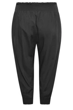 YOURS Curve Black Shirred Waist Cropped Harem Trousers -Luna Looks Zone a0913834 ac49 4e 143391 Y