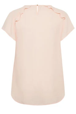 YOURS Curve Pink Frill Short Sleeve Blouse -Luna Looks Zone a12a8a12 a082 4b 174270 Y