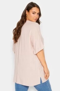 YOURS Curve Pink Marl V-Neck Top -Luna Looks Zone a2046976 4171 41 174268 C