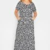 YOURS Curve Black Floral Maxi T-Shirt Dress