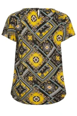 YOURS Curve Black Paisley Print Frill Blouse -Luna Looks Zone a2e612be d06b 43 174271 Y