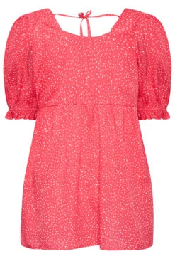 LIMITED COLLECTION Curve Pink Spot Print Puff Sleeve Top -Luna Looks Zone a393b4bb 7ff3 40 215670 Y