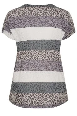 YOURS Curve Slate Grey Stripe Animal Print T-Shirt -Luna Looks Zone a3fc7c99 21f5 46 302234 Y